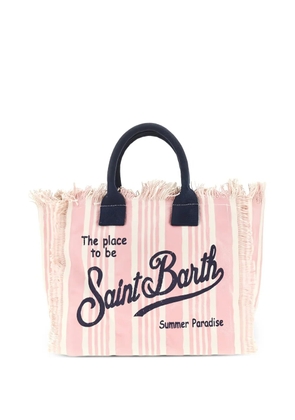MC2 Saint Barth Colette striped frayed-edge beach bag - Pink