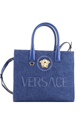 Versace Pre-Owned La Medusa Embossed Denim Small tote bag - Blue