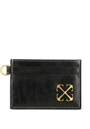 Off-White Arrows-plaque topstitched card holder - Black