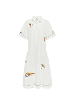 ALEMAIS Camelia embroidered pleated shirtdress - White