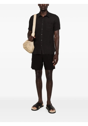 120% Lino short-sleeve chest-pocket shirt - Black