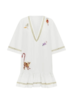 ALEMAIS Camelia embroidered ruffled dress - White
