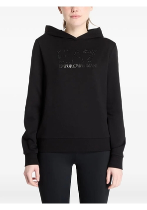 Ea7 Emporio Armani rhinestone-logo hoodie - Black
