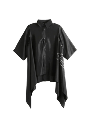 Yohji Yamamoto asymmetric script-print shirt - Black
