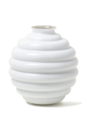 Venini Deco ribbed globe vase - White
