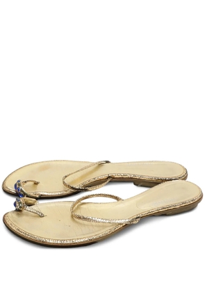 Roberto Cavalli ring-detail leather sandals - Gold