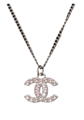 CHANEL Pre-Owned 2013 CC Brass and Strass Pendant Necklace costume necklace - Silver