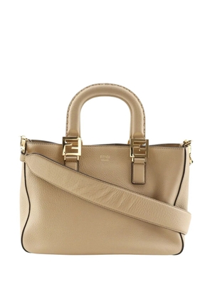 Fendi Pre-Owned 2000-2010 Small Leather Selleria FF Tote satchel - Neutrals