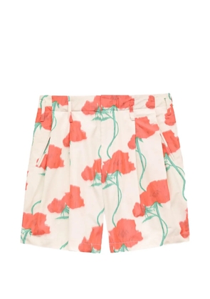 Kenzo poppy-print pleated shorts - Neutrals