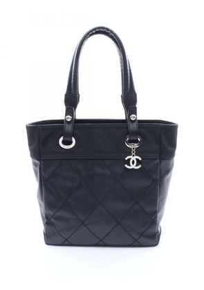 CHANEL Pre-Owned 2010-2011 Small Quilted Coated Canvas Paris Biarritz tote bag - Black