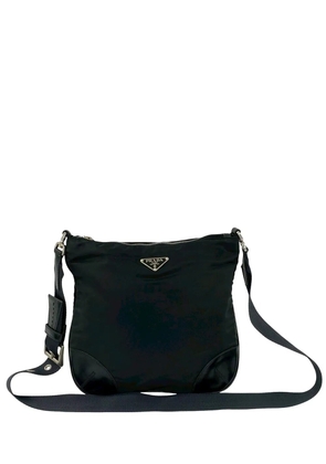 Prada Pre-Owned 2013-2026 Leather Trimmed Tessuto Zip Top crossbody bag - Black