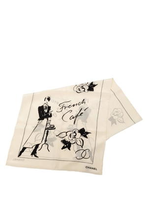 CHANEL Pre-Owned 1980-2000 CC French Cafe Silk Scarf scarves - White
