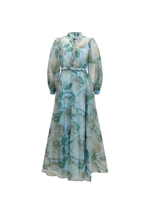 NISSA belted floral-print maxi dress - Blue