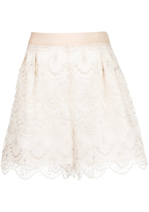 SHIATZY CHEN art-deco lace shorts - Neutrals
