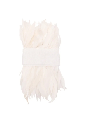 Sara Roka feather-trim belt - White