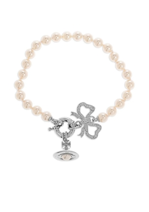 Vivienne Westwood crystal-embellished bow-pendant bracelet - Silver