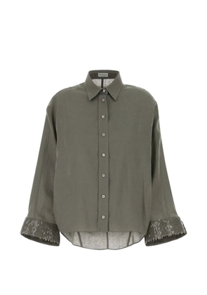 Brunello Cucinelli sequin-embellished linen shirt - Green