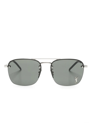 Saint Laurent Eyewear logo-plaque square sunglasses - Black
