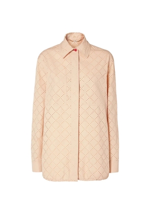 FENDI broderie-anglaise long-sleeve shirt - Neutrals