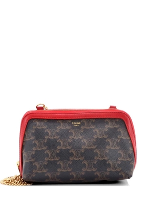 Celine Pre-Owned Zip Around Chain Clutch Triomphe Coated Canvas crossbody bag - Brown