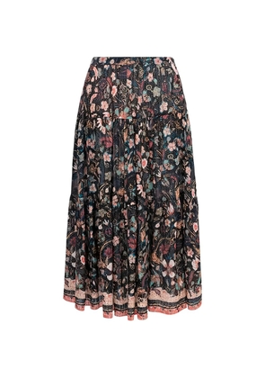 Ulla Johnson floral-print tiered skirt - Black
