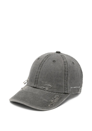 STAY HUMAN ON EARTH distressed safety-pin baseball cap - Grey