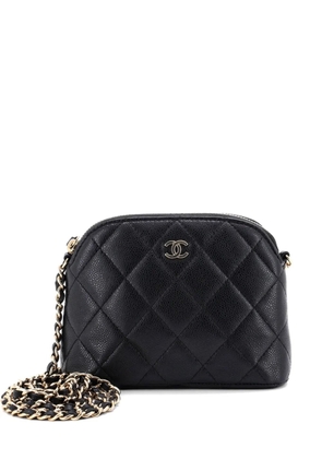 CHANEL Pre-Owned CC Dome Zip Clutch with Chain Quilted Caviar Mini crossbody bag - Black