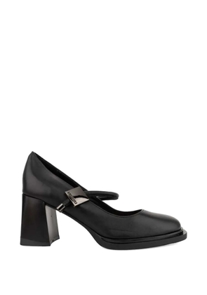 LINDA BAUMANN logo-plaque block-heel pumps - Black