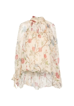 INTO THE EAST Morris Crinkle Bat floral-print long-sleeve shirt - Neutrals