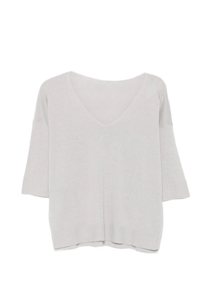 Le Tricot Perugia V-neck short-sleeve sweater - Grey