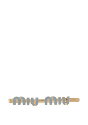 Miu Miu logo-plaque hair clip - Gold