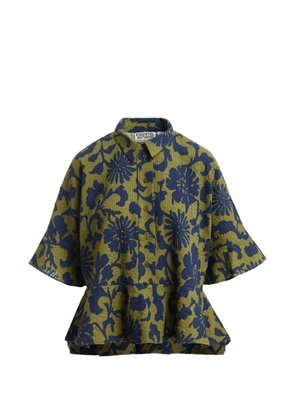 Essentiel Antwerp floral-print peplum-hem polo top - Green