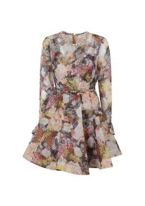 ZIMMERMANN Alchemy floral-print mini dress - Neutrals