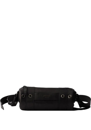 Prada eyelet-embellished leather shoulder bag - Black