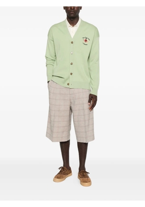 Drôle De Monsieur embroidered-logo V-neck cardigan - Green