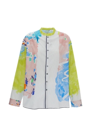 Rohka abstract-print double-pinstriped shirt - White