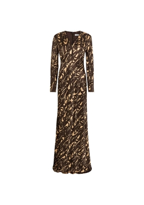 JOSEPH Adore abstract-print long-sleeve dress - Brown