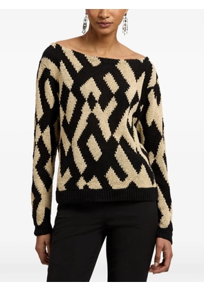 Ralph Lauren Collection patterned boat-neck sweater - Black