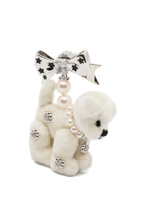 YVMIN bow-detail puppy-motif earring - Silver