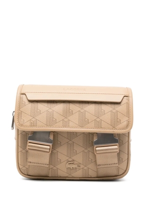 Lacoste Viennois monogram-print buckle-fastening messenger bag - Neutrals