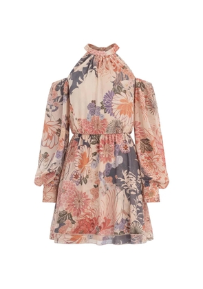 GUESS USA floral-print cold-shoulder mini dress - Neutrals