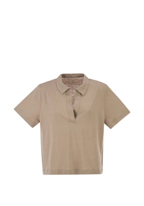 Majestic Filatures cropped V-neck polo shirt - Neutrals