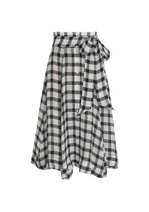 Lisa Marie Fernandez gingham-check tie-waist midi skirt - Black