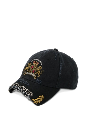 Martine Rose distressed crest-embroidered cap - Black