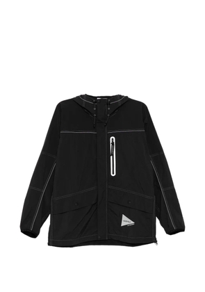 and Wander contrast-stitched logo-patch jacket - Black