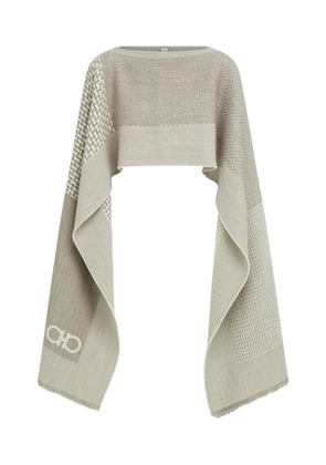 Ferragamo jacquard wool poncho - Neutrals