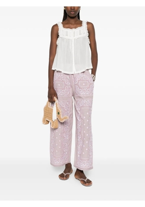 orsina bandana-print embroidered trousers - Purple