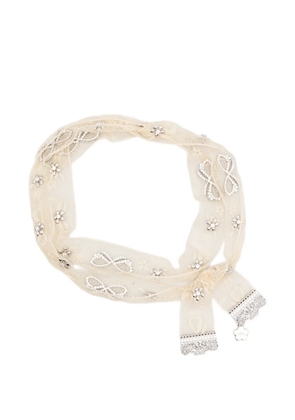 SHUSHU/TONG x Yvmin crystal-embellished lace necklace - Neutrals