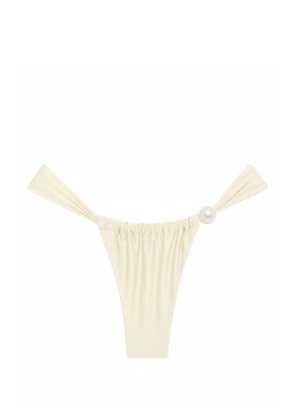 MONTCE pearl-embellished gathered bikini bottoms - Neutrals