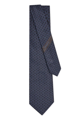 Ferragamo diagonal Gancini jacquard tie - Blue